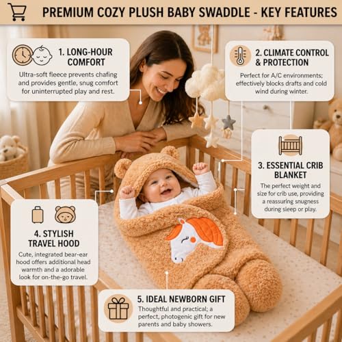 BRANDONN Baby Blanket Newborn Gift Pack of Swaddle Wrapper, 0-9 Months, Length 68 cm x Width 68 cm - Image 3
