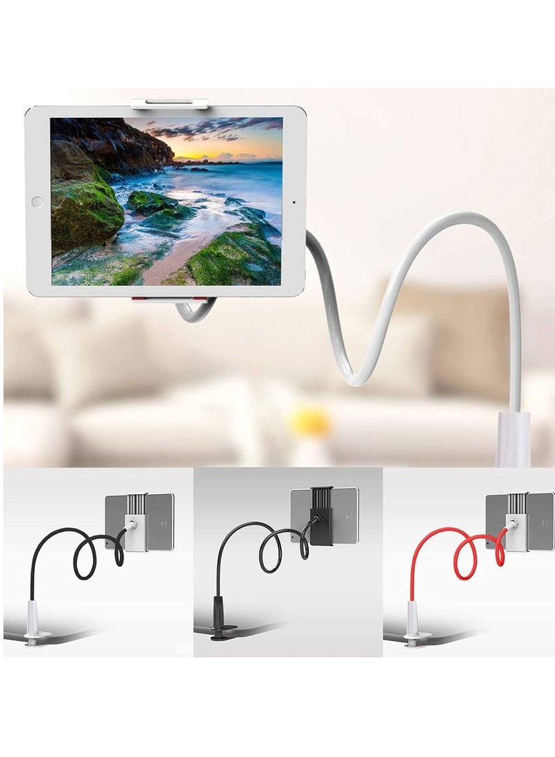 SYOSI Tablet Phone Stand Height & Angle Adjustable Swivel 360 Degree Rotation Gooseneck Flexible Arm Clamp Mount, Metal Holder for 4.3” to 7.1” Tablets and All Smartphones - Black - Image 3