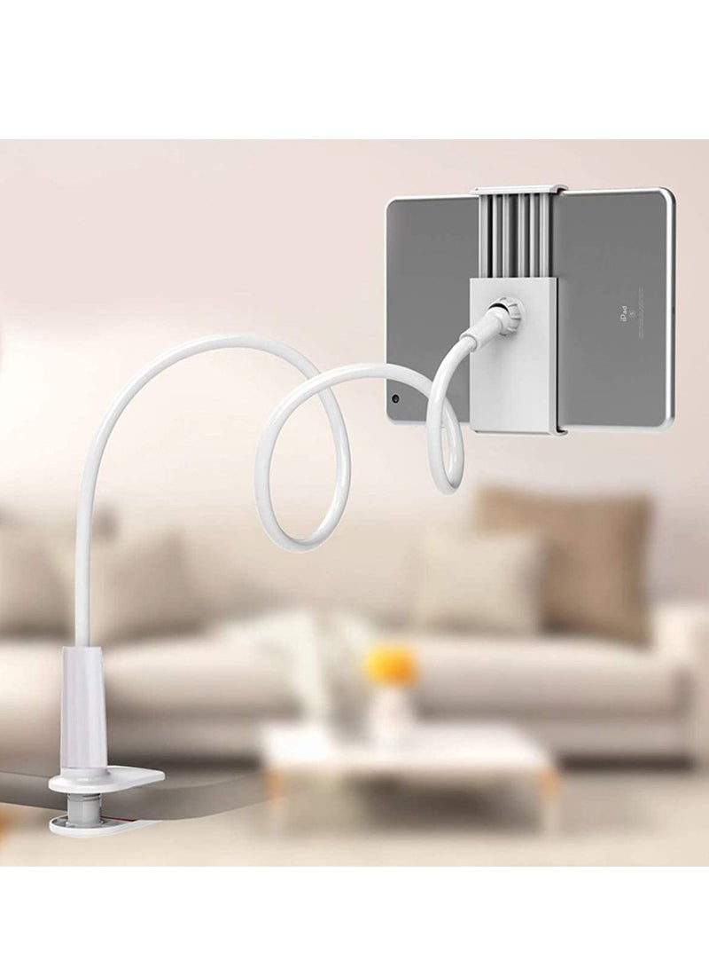 SYOSI Tablet Phone Stand Height & Angle Adjustable Swivel 360 Degree Rotation Gooseneck Flexible Arm Clamp Mount, Metal Holder for 4.3” to 7.1” Tablets and All Smartphones - Black - Image 2