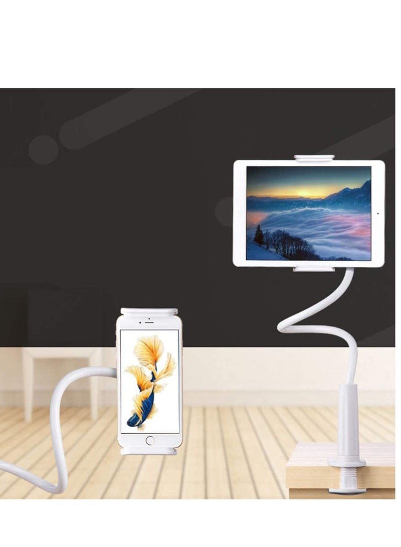 SYOSI Tablet Phone Stand Height & Angle Adjustable Swivel 360 Degree Rotation Gooseneck Flexible Arm Clamp Mount, Metal Holder for 4.3” to 7.1” Tablets and All Smartphones - Black - Image 5