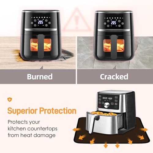 Amerbro Heat Resistant Mats for Countertop - Fireproof 15x18 in Heat Resistant Mats for Air Fryer - Kitchen Countertop Protector for Air Fryer, Coffee Maker, Stand Mixer, Toaster, Oven 2PCS - Brown - Image 3