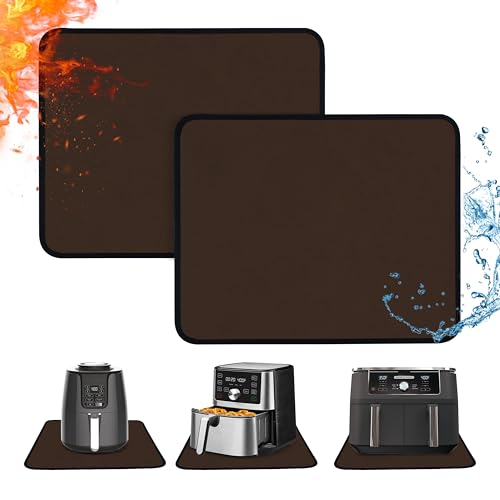 Amerbro Heat Resistant Mats for Countertop - Fireproof 15x18 in Heat Resistant Mats for Air Fryer - Kitchen Countertop Protector for Air Fryer, Coffee Maker, Stand Mixer, Toaster, Oven 2PCS - Brown - Image 1