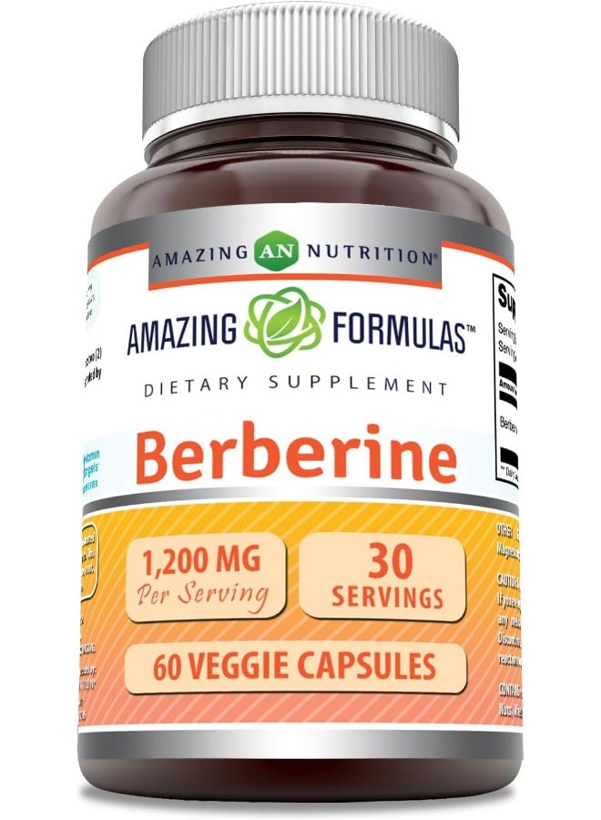 amazing nutrition Formulas Berberine 1200 mg per Serving, 60 Veggie Capsules - Image 1