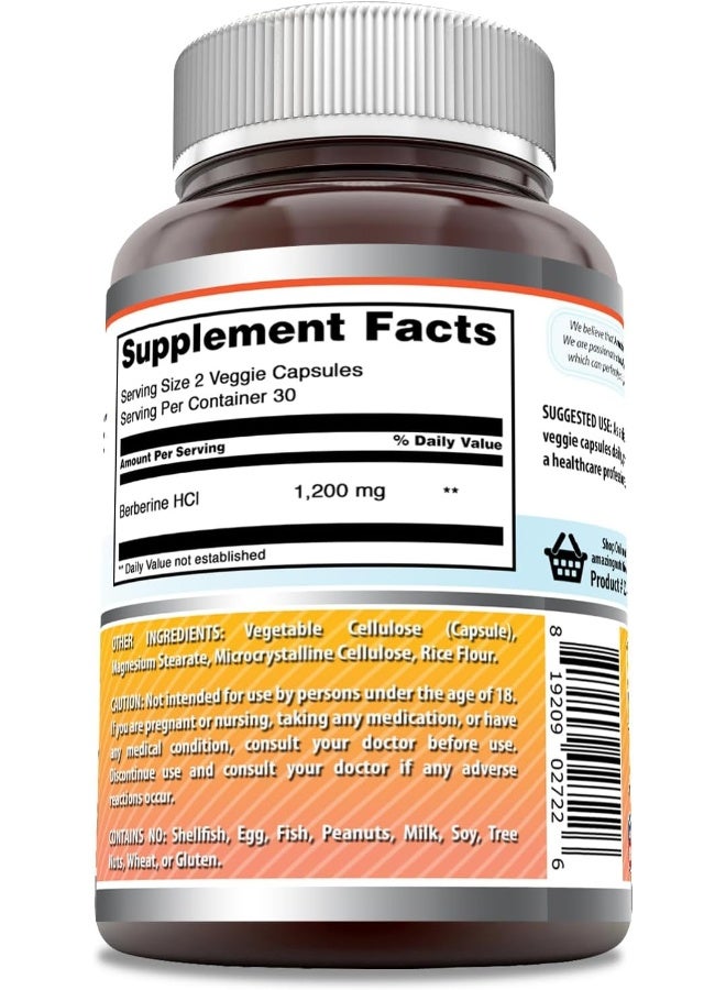 amazing nutrition Formulas Berberine 1200 mg per Serving, 60 Veggie Capsules - Image 2