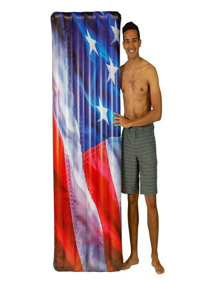 Poolcandy Stars and Stripes Pool Rafts (Deluxe Inflatable Large American Flag Pool, Beach, Lake Raft) - Image 1
