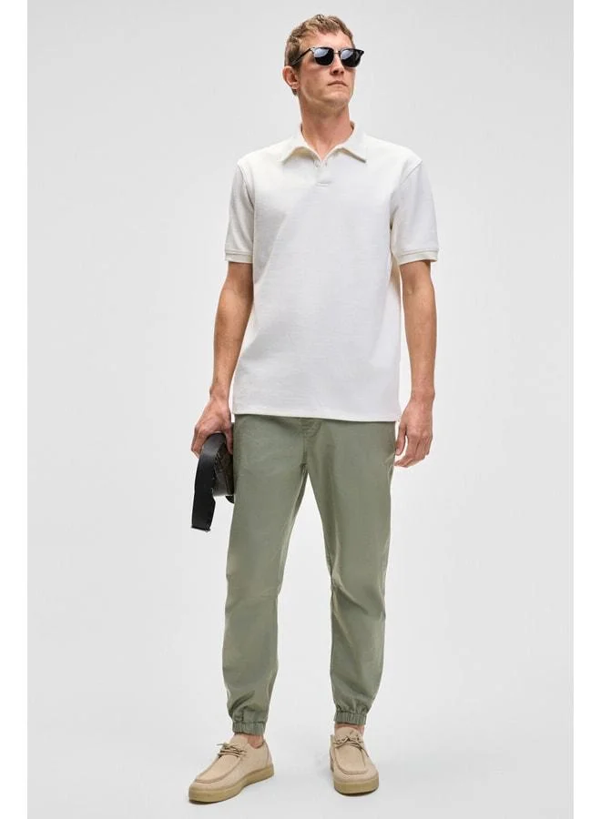 GRIMELANGE JAKOB Men's Woven Washable 4-Pocket Thick Textured Elasticized Open Khaki Pants.