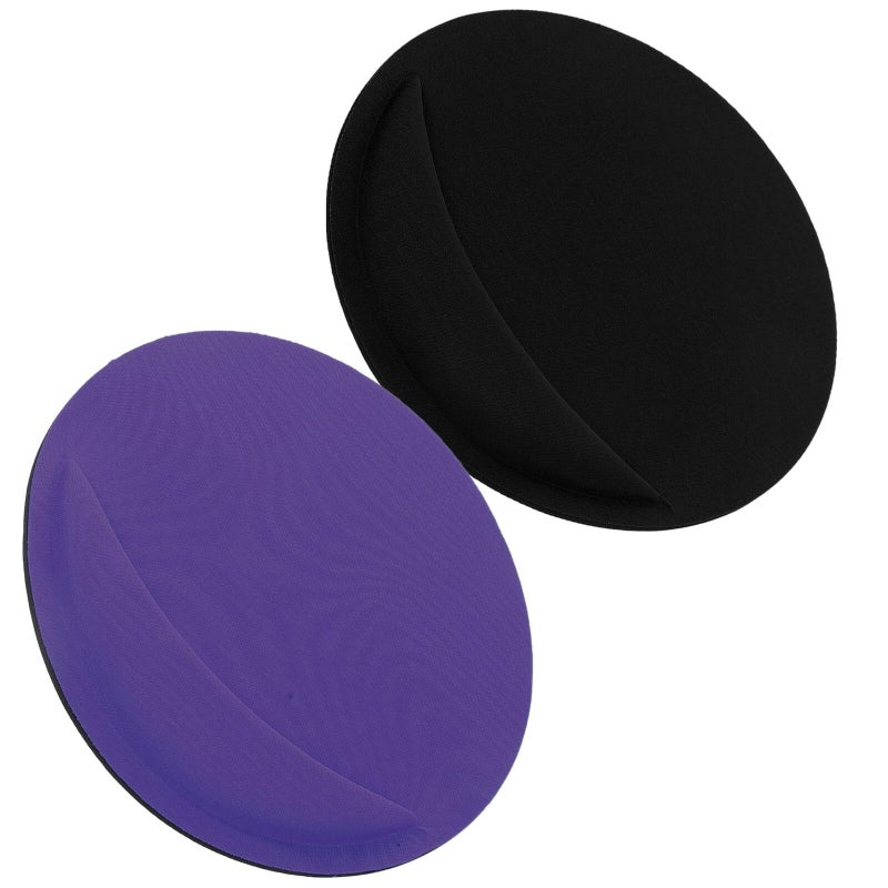 Ergonomic Mouse Pad Set with Wrist Support Non Slip Round Mat for Office Laptop Black Purple - Image 2