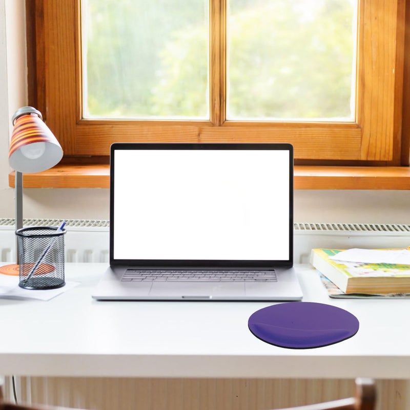 Ergonomic Mouse Pad Set with Wrist Support Non Slip Round Mat for Office Laptop Black Purple - Image 5