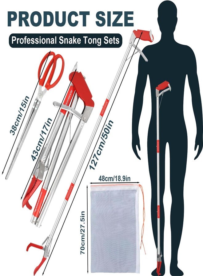 Lconvicely 50in Multi-Functional Snake Grabber Tool Set，Collapsible Snake Catcher with Wide Jaw, Stainless Steel Snake Tongs with Non-Slip Grip Handle - Image 2
