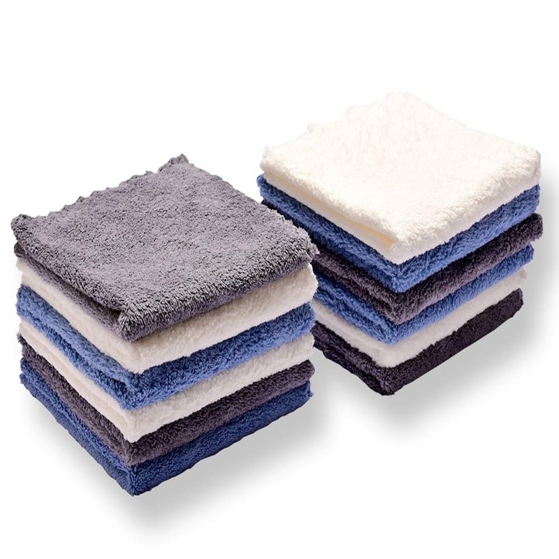 Kyapoo Baby Washcloths 12 Pack 12x12 Inches Microfiber Coral Fleece Extra Absorbent and Soft for Newborns Infants and Toddlers3