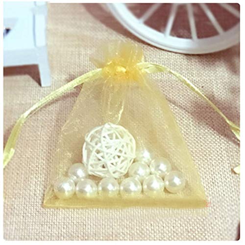 Pimuza 100pcs 5x7 inch Gifts Wrap Bags Gold, Organza Sheer Fabric Bulk, Drawstring Reusable Recycled Pouch for Baby Shower Favor, Craft Business, Beach, Standard Size Elegant Business Card, Cute Little Toy - Image 5