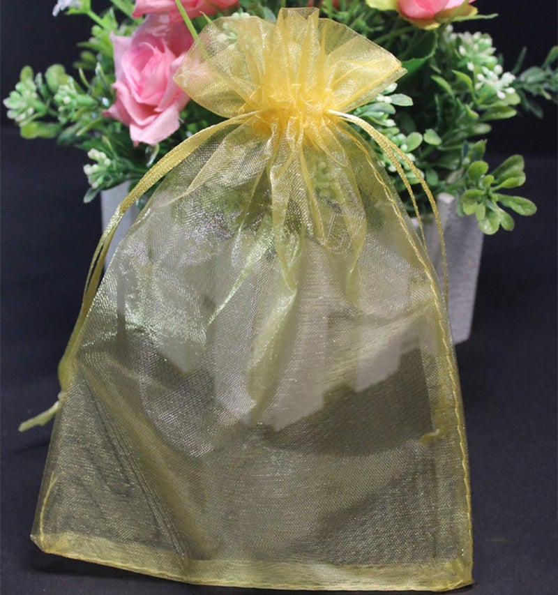 Pimuza 100pcs 5x7 inch Gifts Wrap Bags Gold, Organza Sheer Fabric Bulk, Drawstring Reusable Recycled Pouch for Baby Shower Favor, Craft Business, Beach, Standard Size Elegant Business Card, Cute Little Toy - Image 4