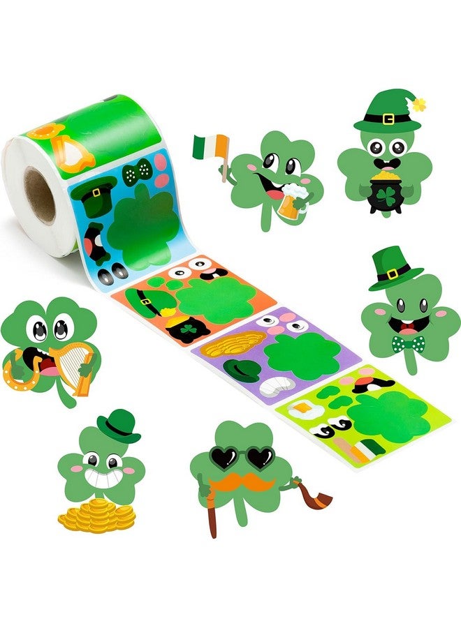 Haooryx DIY Kids' Stickers Roll - 300PCS St Patrick’s Day Sticker Scene Roll Make Your Own Irish Shamrock Face DIY Lucky Clover Self Adhesive Giftwrap Art Craft for Kids Party Gift Wraping Tags Label - Image 1