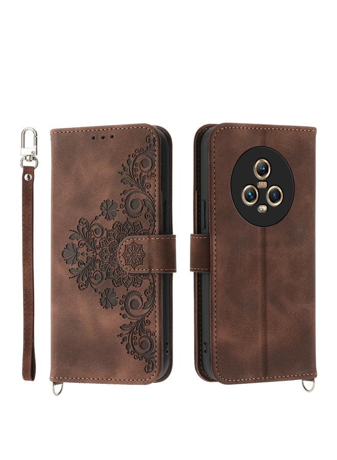 S-TOP Case For Honor Magic5 Skin Feel Flowers Embossed Wallet Leather Phone Case - Image 1