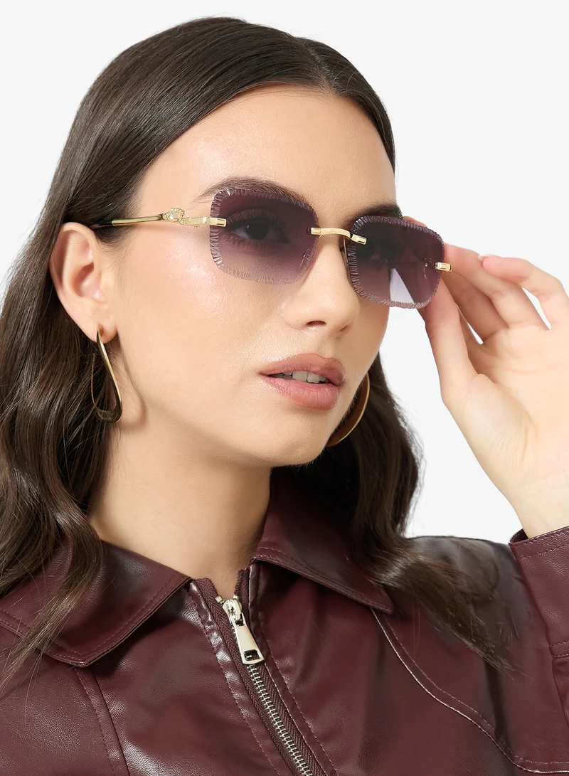 Ella Purple Rhinestone Embellished Square Sunglasses for Women | Best Price UAE