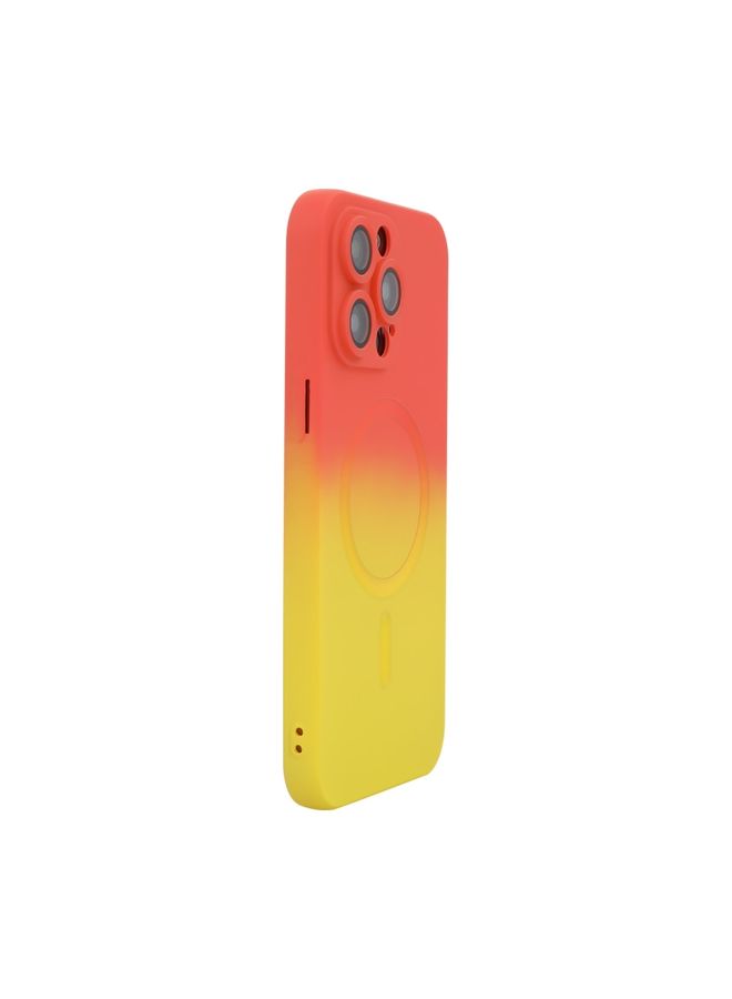 Case Cover For iPhone 16 Pro ENKAY Hat-Prince MagSafe Rainbow Gradient Silicone Phone Case with Lens Film(Orange Yellow)