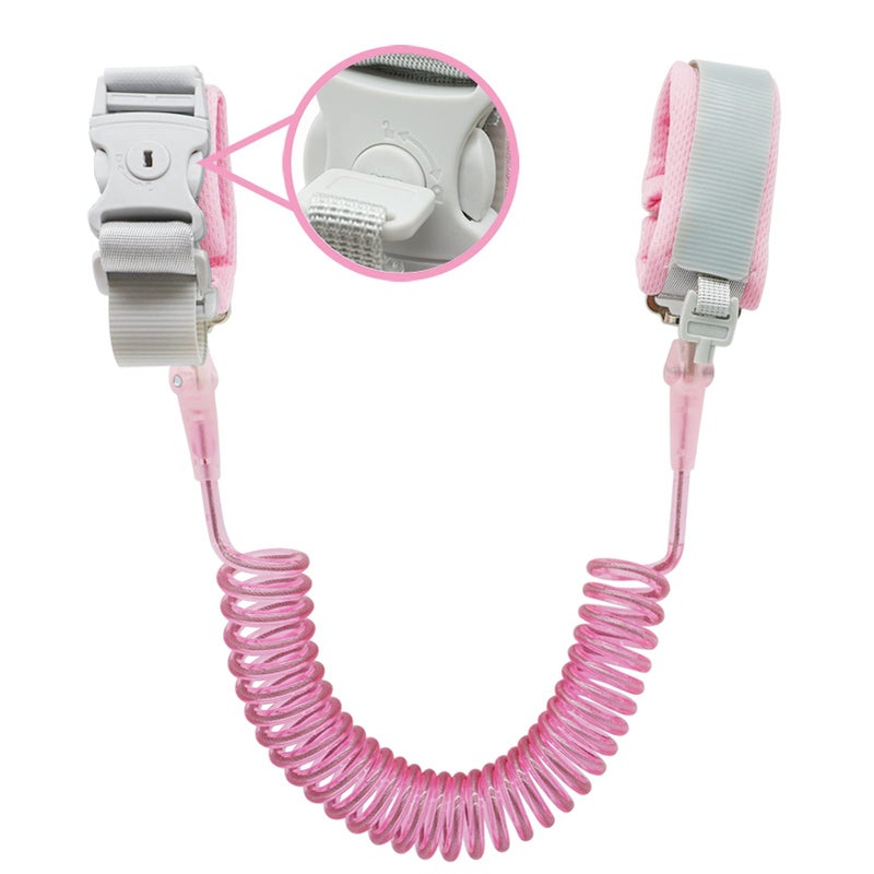 Socub Anti Lost Wrist Link (8.2ft), Socub Breathable Toddler Leash Wrist for Child Safety, Wrist Link for Kids with Key Lock, Pink - Image 1