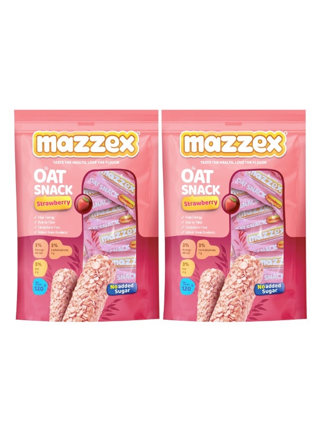 Mazzex Oat Snack Strawberry, 120g Pack of 2 – Healthy Crunchy Oat Snack - Image 1