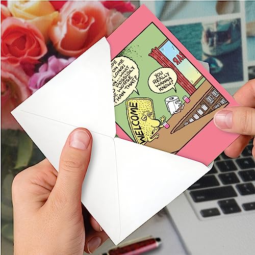 NobleWorks Funny Cartoon Birthday Greeting Card for Men and Women with 5 x 7 Inch Envelope (1 Card) Bday Welcome Mat C9283BDG - Image 4