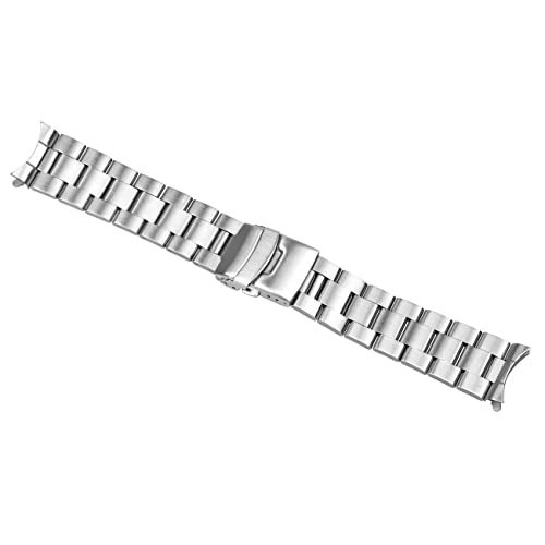 Juntan Stainless Steel Curved Solid End Tapered 21mm Watch Band Metal Watch Strap Bracelet for Men Women with Deployment Double FlipLock Buckle Silver - Image 3