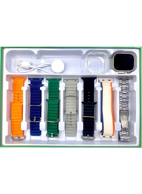 Ultra 2 Smart Watch Rechargeable 7 in 1 with Replaceable Multicolor Straps