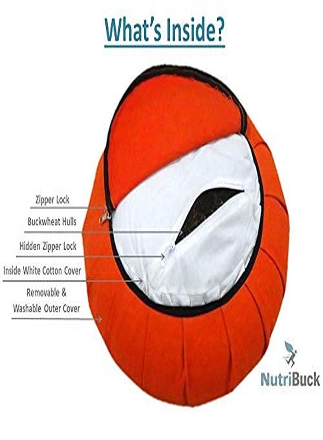 NutriBuck مجموعة وسادة حصيرة اليوغا والتأمل NutriBuck® ZAFU & Zabuton محشوة بقشور الحنطة السوداء (برتقالي) - Image 5