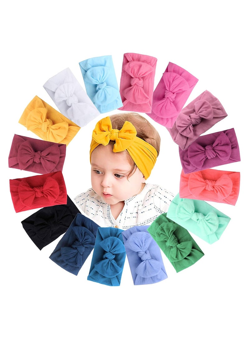 آي ميس يو 16 لونًا من عصابات رأس عمامة واسعة وناعمة، أغطية رأس على شكل فيونكة شعر للفتيات الصغيرات والرضع وإكسسوارات شعر الأطفال حديثي الولادة - Image 1