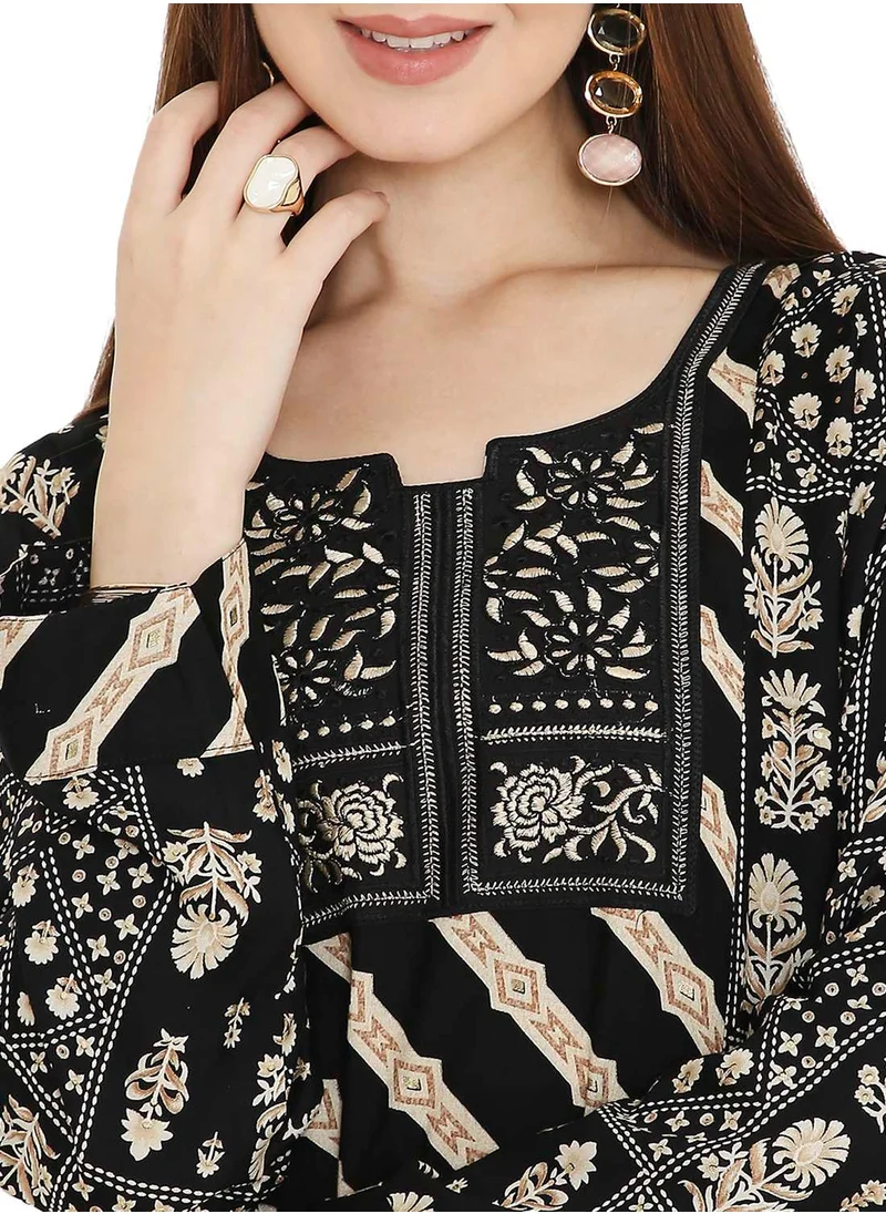 HANA & SARA UNIQUE STYLE PRINTED WITH THREAD EMBROIDERY LONG VISCOSE ARABIC KAFTAN JALABIYA DRESSES