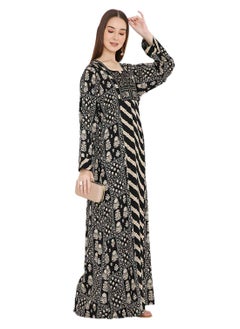 HANA & SARA UNIQUE STYLE PRINTED WITH THREAD EMBROIDERY LONG VISCOSE ARABIC KAFTAN JALABIYA DRESSES  - Image 1