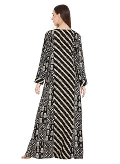 HANA & SARA UNIQUE STYLE PRINTED WITH THREAD EMBROIDERY LONG VISCOSE ARABIC KAFTAN JALABIYA DRESSES  - Image 2
