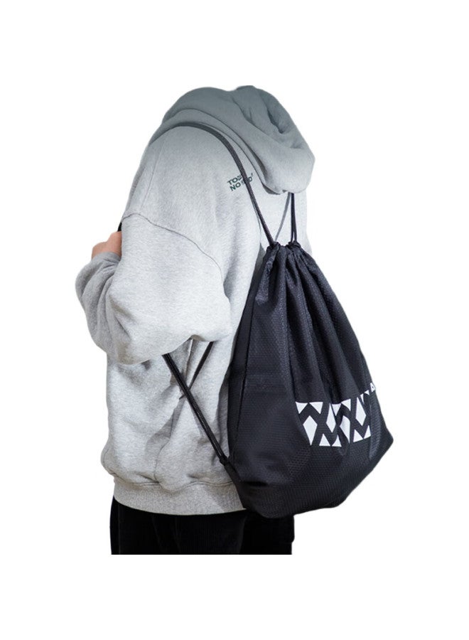 Agnite Drawstring Bag For Men And Women, Sports Training Fitness Backpack, Volleyball Football Storage Bag, Black - Image 1