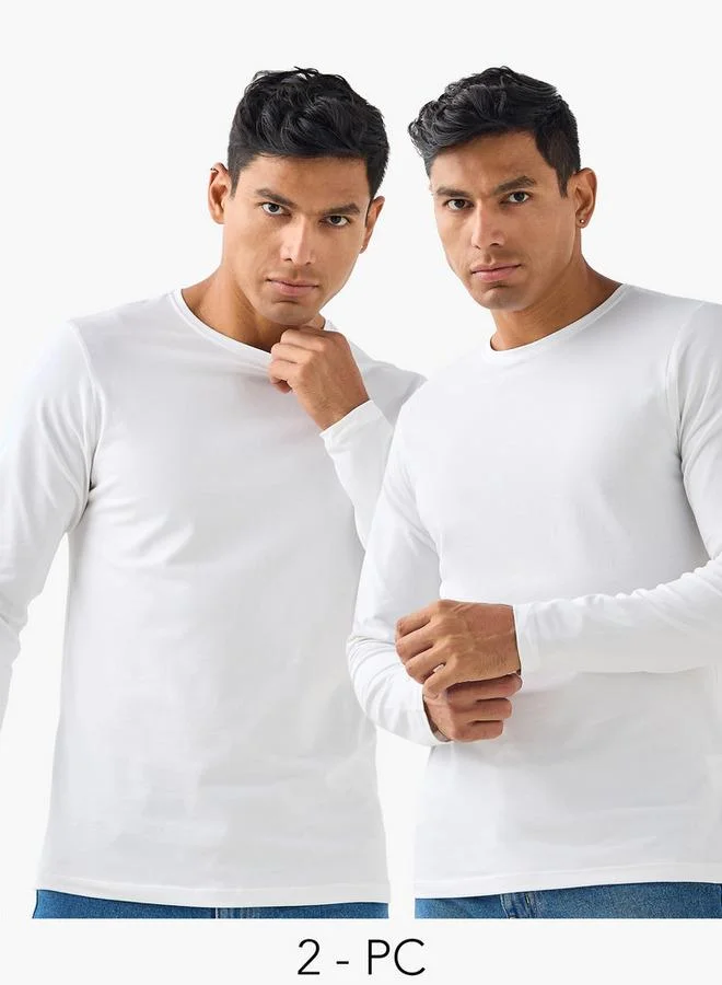 Splash FAV Slim Fit T-shirt with Crew Neck and Long Sleeves