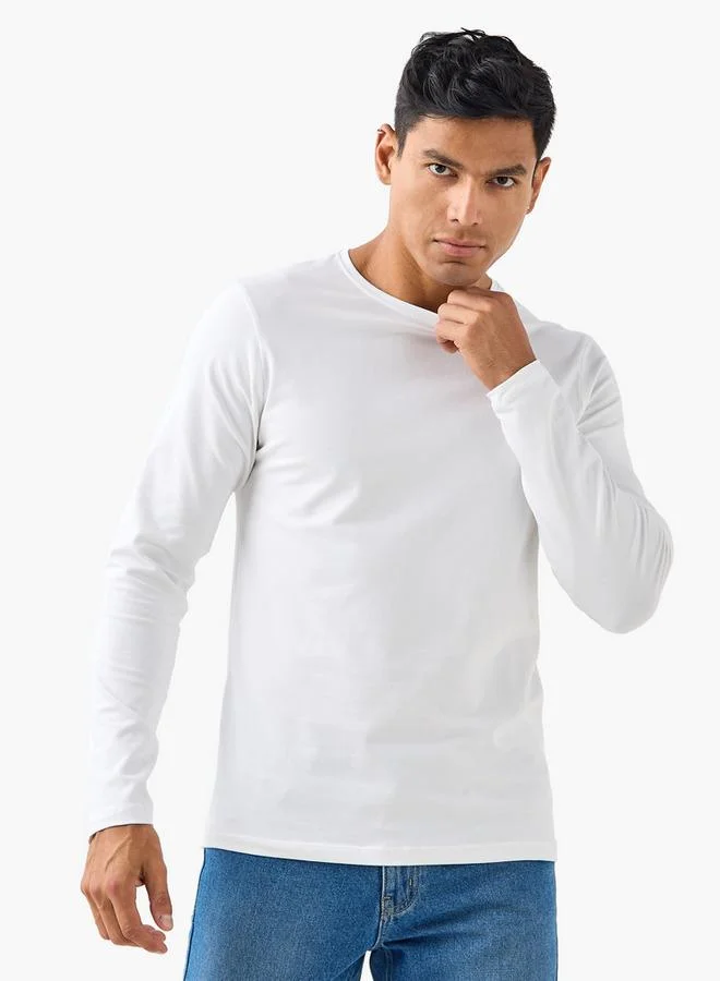Splash FAV Slim Fit T-shirt with Crew Neck and Long Sleeves
