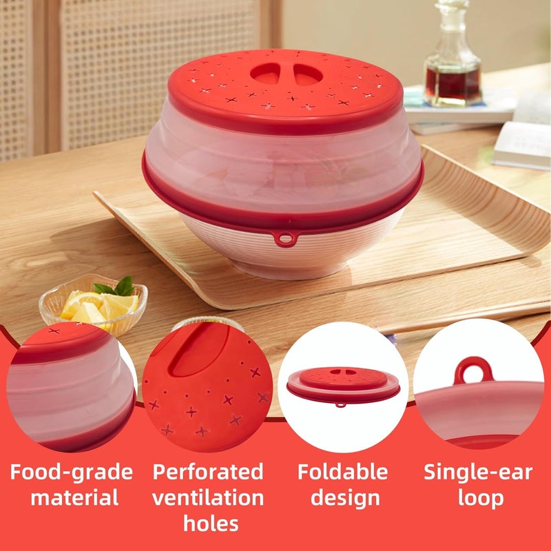 VYNFLICK Microwave Splatter Cover For Food - Collapsible Silicone Splatter Lid Cover Vented 2pcs Oven Heating Guard Lids For Meal Prep & Cooking Suitable for plates smaller than 10 inches - Image 3