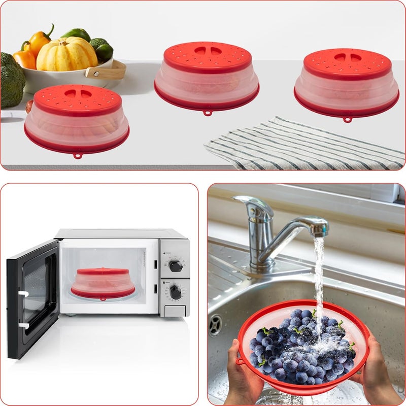 VYNFLICK Microwave Splatter Cover For Food - Collapsible Silicone Splatter Lid Cover Vented 2pcs Oven Heating Guard Lids For Meal Prep & Cooking Suitable for plates smaller than 10 inches - Image 5