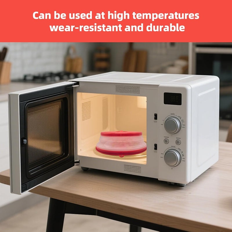 VYNFLICK Microwave Splatter Cover For Food - Collapsible Silicone Splatter Lid Cover Vented 2pcs Oven Heating Guard Lids For Meal Prep & Cooking Suitable for plates smaller than 10 inches - Image 4