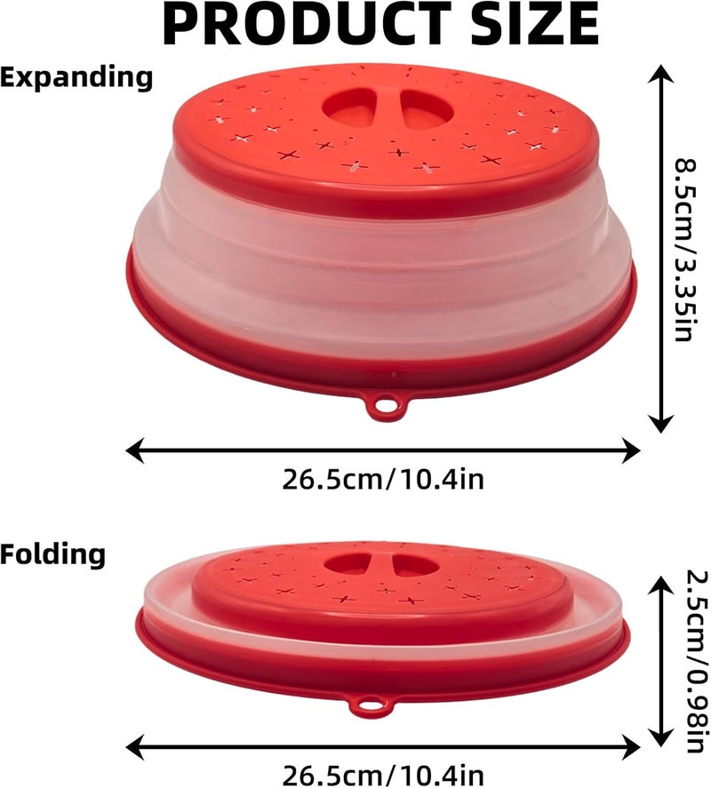 VYNFLICK Microwave Splatter Cover For Food - Collapsible Silicone Splatter Lid Cover Vented 2pcs Oven Heating Guard Lids For Meal Prep & Cooking Suitable for plates smaller than 10 inches - Image 2