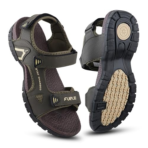 FUEL Rambo-04 Comfortable & Lightweight of Anti-Skid Flexible & Breathable for Running & Walking Stylish Casual Sandal For Men's (Olive-7UK) - Image 1