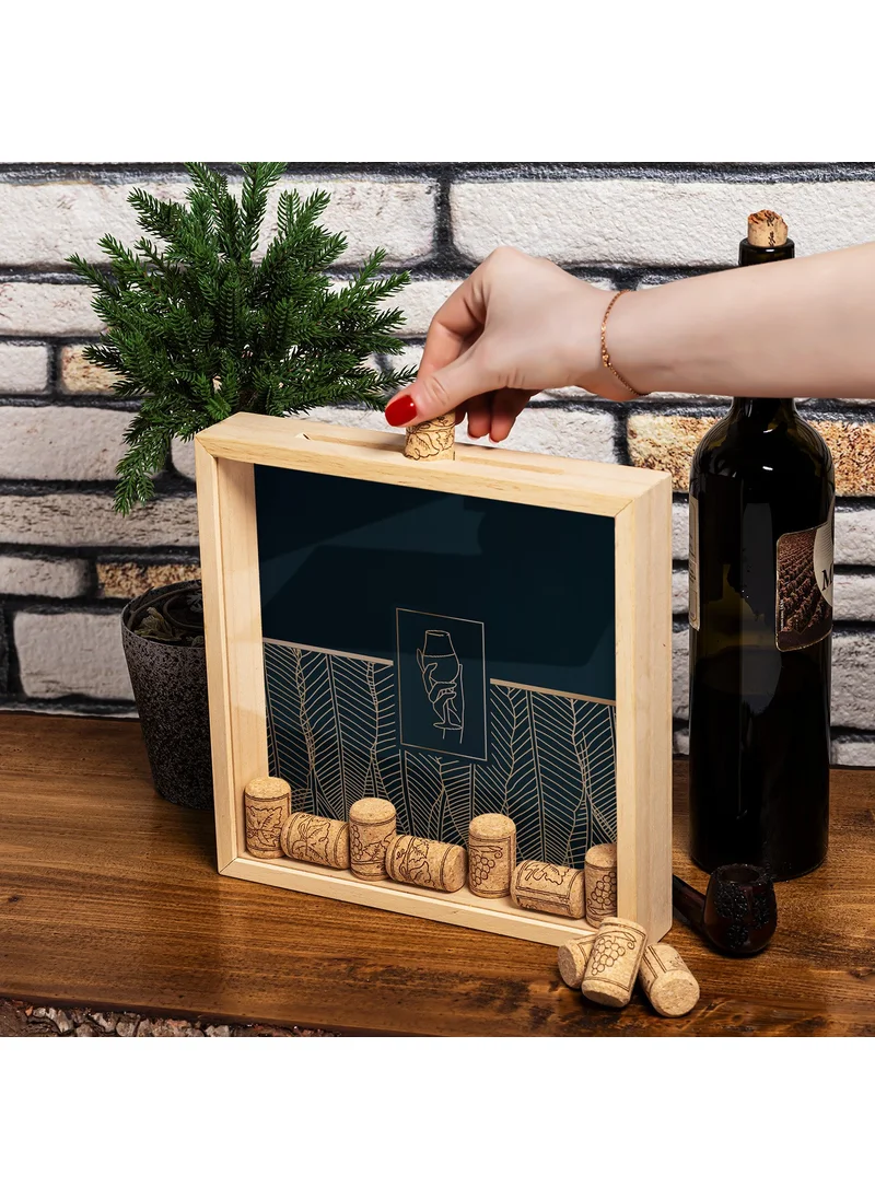 Hediye Sepeti Gift Basket Wooden Wine Cork Collection Box
