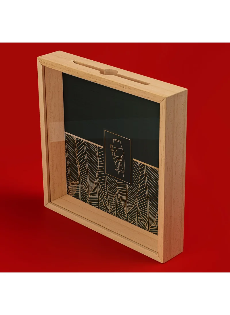 Hediye Sepeti Gift Basket Wooden Wine Cork Collection Box