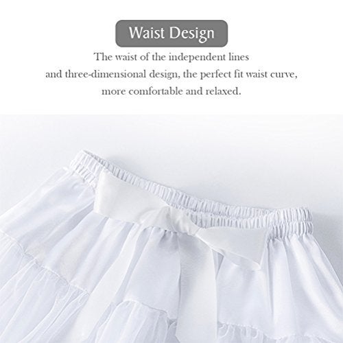 XinChangShangMao Women's Petticoat Skirt Elastic High Waist Ballet Sweet Puffy Skirt Princess Mesh Tulle Fluffy Skirts White - Image 3