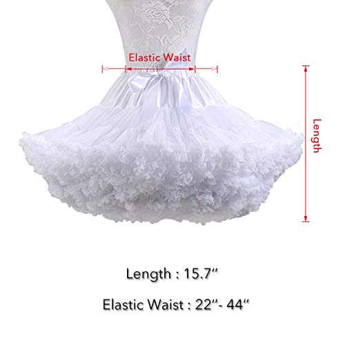 XinChangShangMao Women's Petticoat Skirt Elastic High Waist Ballet Sweet Puffy Skirt Princess Mesh Tulle Fluffy Skirts White - Image 2