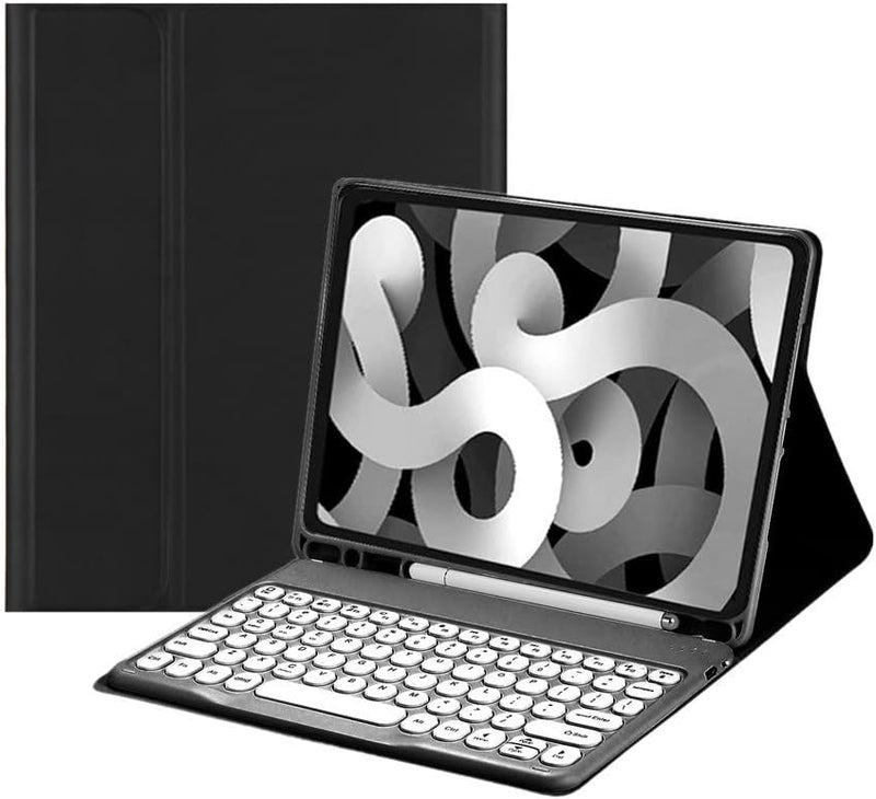 حقيبة لوحة مفاتيح لجهاز iPad Mini 7 A17 Pro / iPad Mini الجيل السادس 8.3 بوصة، حقيبة لوحة مفاتيح ملونة بأزرار دائرية لطيفة، غطاء لوحة مفاتيح بلوتوث لاسلكي قابل للفصل، أسود - Image 2