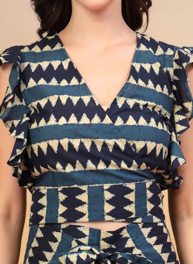 COTLAND FASHION Printed Pure Cotton V-Neck Top With Palazzo - Image 2