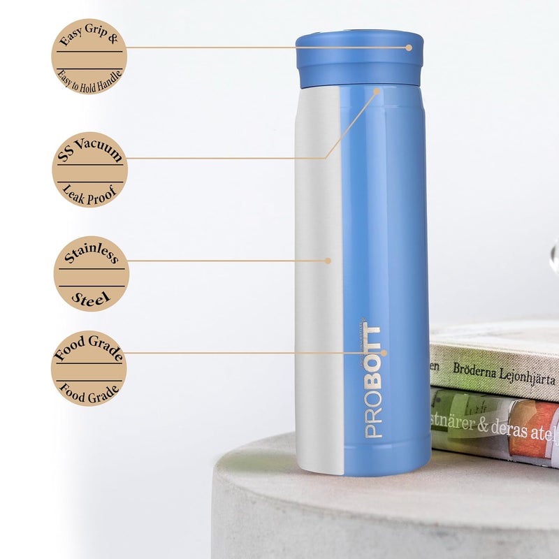 PROBOTT Probott Wow 200ml Stainless Steel Vacuum Insulated Flask for Kids | Perfect Water Bottle for Baby, Blue | Wide Mouth | Easy to Open & Carry | Hot & Cold | Perfect for Toddlers | Leakproof  - Image 3