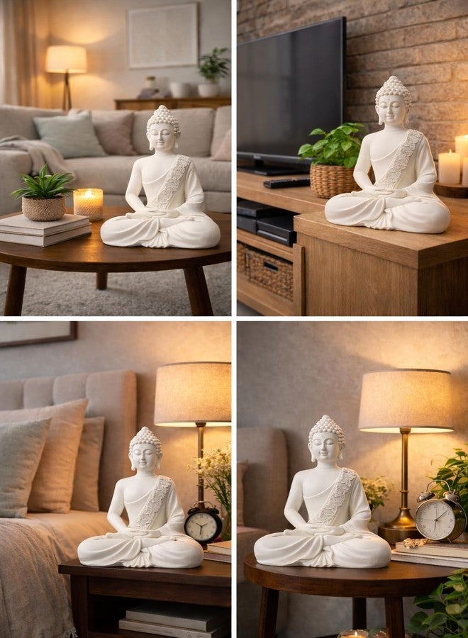 The Advitya تمثال بوذا أدفيتيا لتزيين المنزل | تمثال بوذا/غوتاما بوذا/شاكياموني، قطعة فنية رائعة لمنزل جديد، هدية عيد ميلاد، هدية للشركات | قطع ديكور منزلية لغرفة المعيشة (أبيض، 10 بوصات) - Image 5