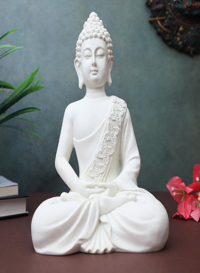 The Advitya تمثال بوذا أدفيتيا لتزيين المنزل | تمثال بوذا/غوتاما بوذا/شاكياموني، قطعة فنية رائعة لمنزل جديد، هدية عيد ميلاد، هدية للشركات | قطع ديكور منزلية لغرفة المعيشة (أبيض، 10 بوصات) - Image 2