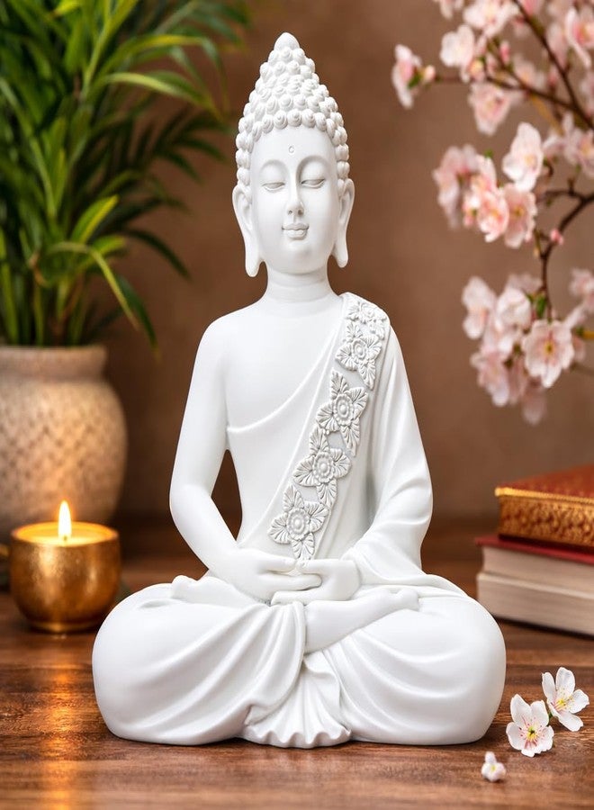 The Advitya تمثال بوذا أدفيتيا لتزيين المنزل | تمثال بوذا/غوتاما بوذا/شاكياموني، قطعة فنية رائعة لمنزل جديد، هدية عيد ميلاد، هدية للشركات | قطع ديكور منزلية لغرفة المعيشة (أبيض، 10 بوصات) - Image 1