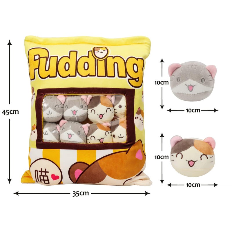 JILPAK Plush Pillow Throw PillowRemovable Fluffy Animal DollsSoft Animals Doll ToyGifts Plush Cotton Stuffed Animals Pillow for Home DecorSofa Chair Decorative Pillow8 Cute Yellow Cat Pudding - Image 3