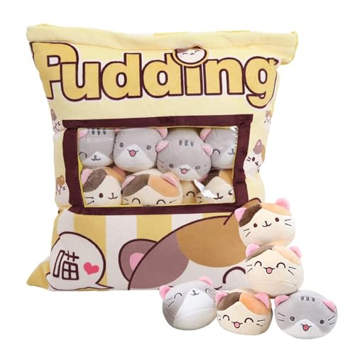 JILPAK Plush Pillow Throw PillowRemovable Fluffy Animal DollsSoft Animals Doll ToyGifts Plush Cotton Stuffed Animals Pillow for Home DecorSofa Chair Decorative Pillow8 Cute Yellow Cat Pudding - Image 1